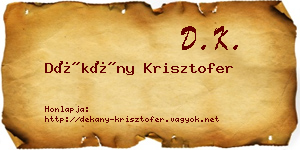 Dékány Krisztofer névjegykártya