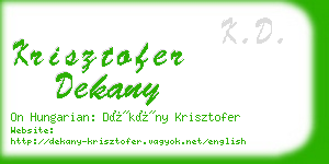 krisztofer dekany business card